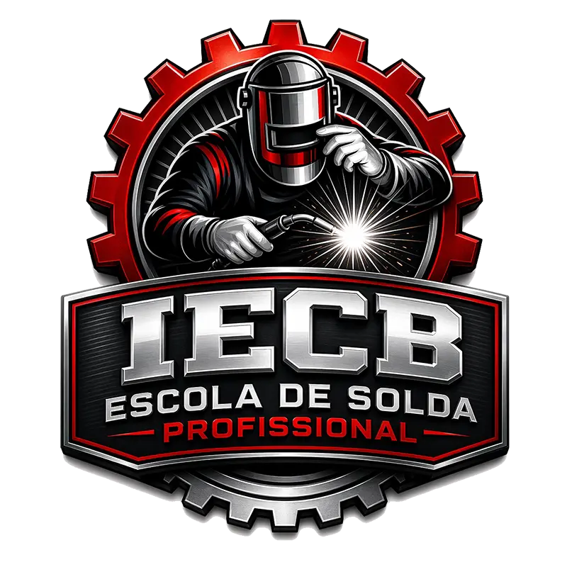 Aluno em aula prática de soldagem na IECB